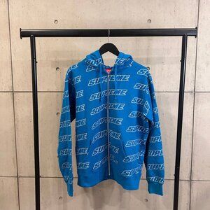 Supreme SS18 Repeat Zip Up Hoodie Dark Aqua
